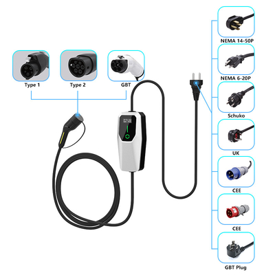 3.5kW 7kW 11kW Ev 충전기 Ac 휴대용 충전기 IP65 방수