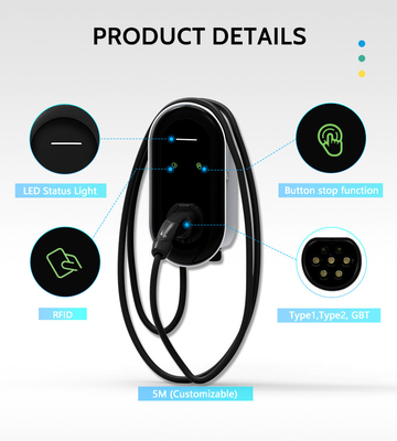 22kw EV 월박스 충전기 3단계 2형 32a 충전소 가정용 380v 입력 전압