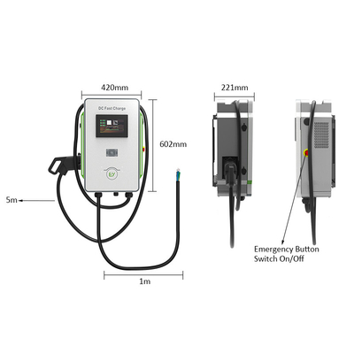 전기 자동차 충전 스파일 OEM 레벨 3 벽에 장착 30kW DC 빠른 충전기 CCS1 CCS2 GB/T