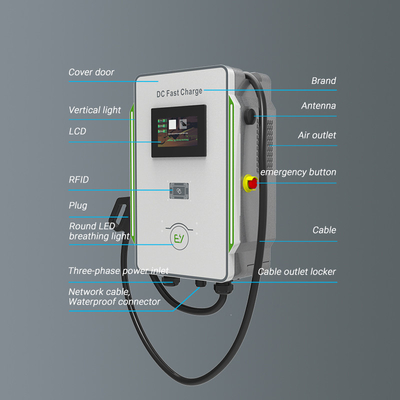 DC 월박스 충전기 30kW 40kW 자동차 CCS 40A 빠른 EV 충전기 600V 그리드 주파수 50Hz