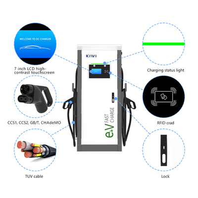 호텔 아파트 3단계 듀얼 스마트 DC 패스트 EV 충전기 CCS1 CCS2 GB/T CHAdeMO 인터페이스 표준